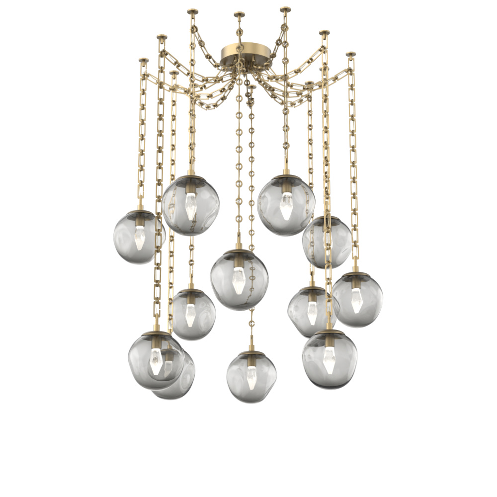 Aster LED Multi Light Pendant Multi Port Canopy Gilded Brass
