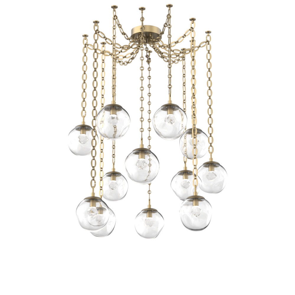 Aster LED Multi Light Pendant Multi Port Canopy Gilded Brass