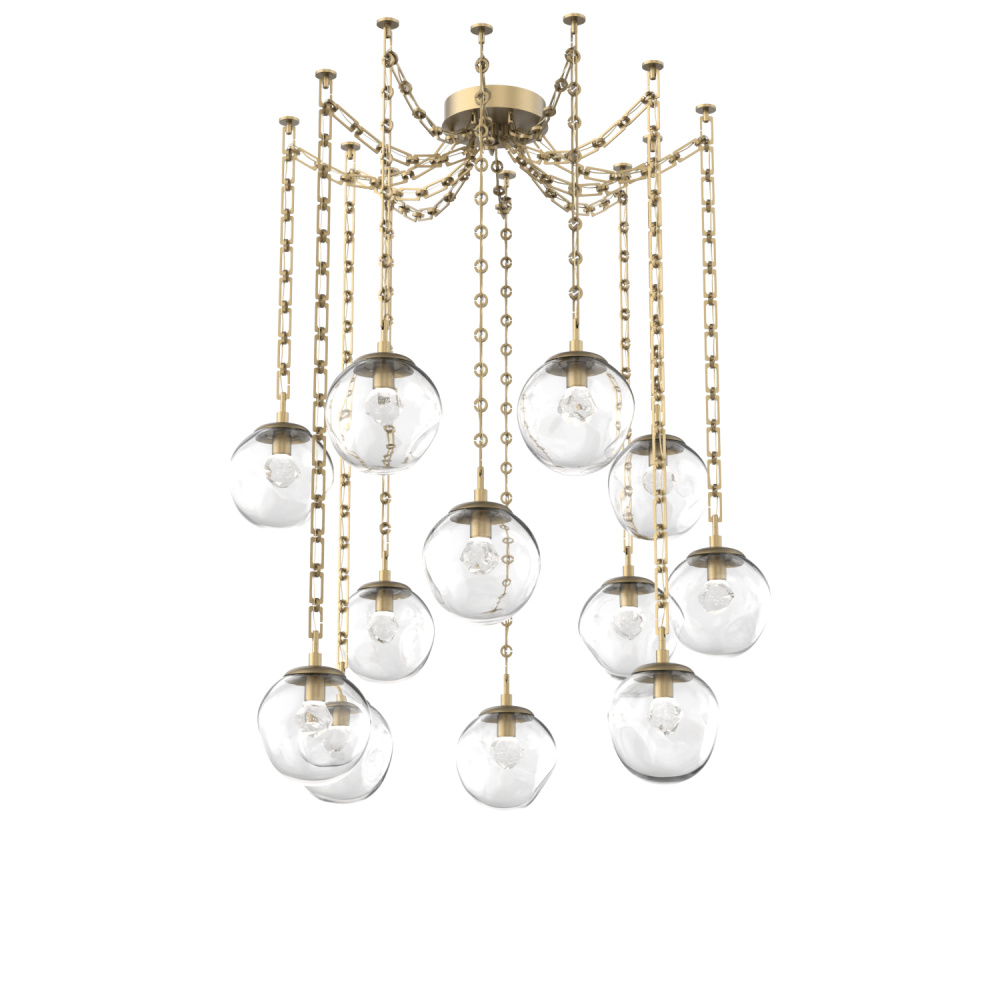 Aster LED Multi Light Pendant Multi Port Canopy Gilded Brass