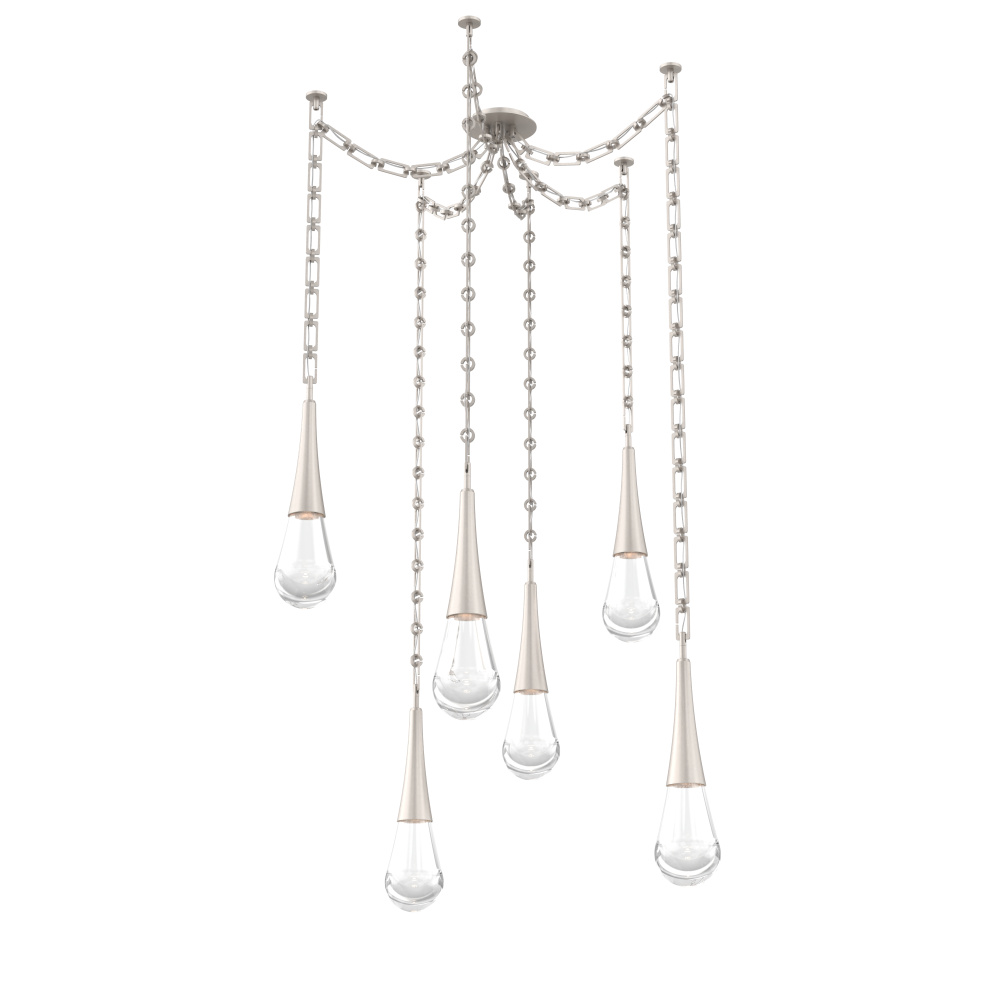 Raindrop Multi Light Pendant Beige Silver
