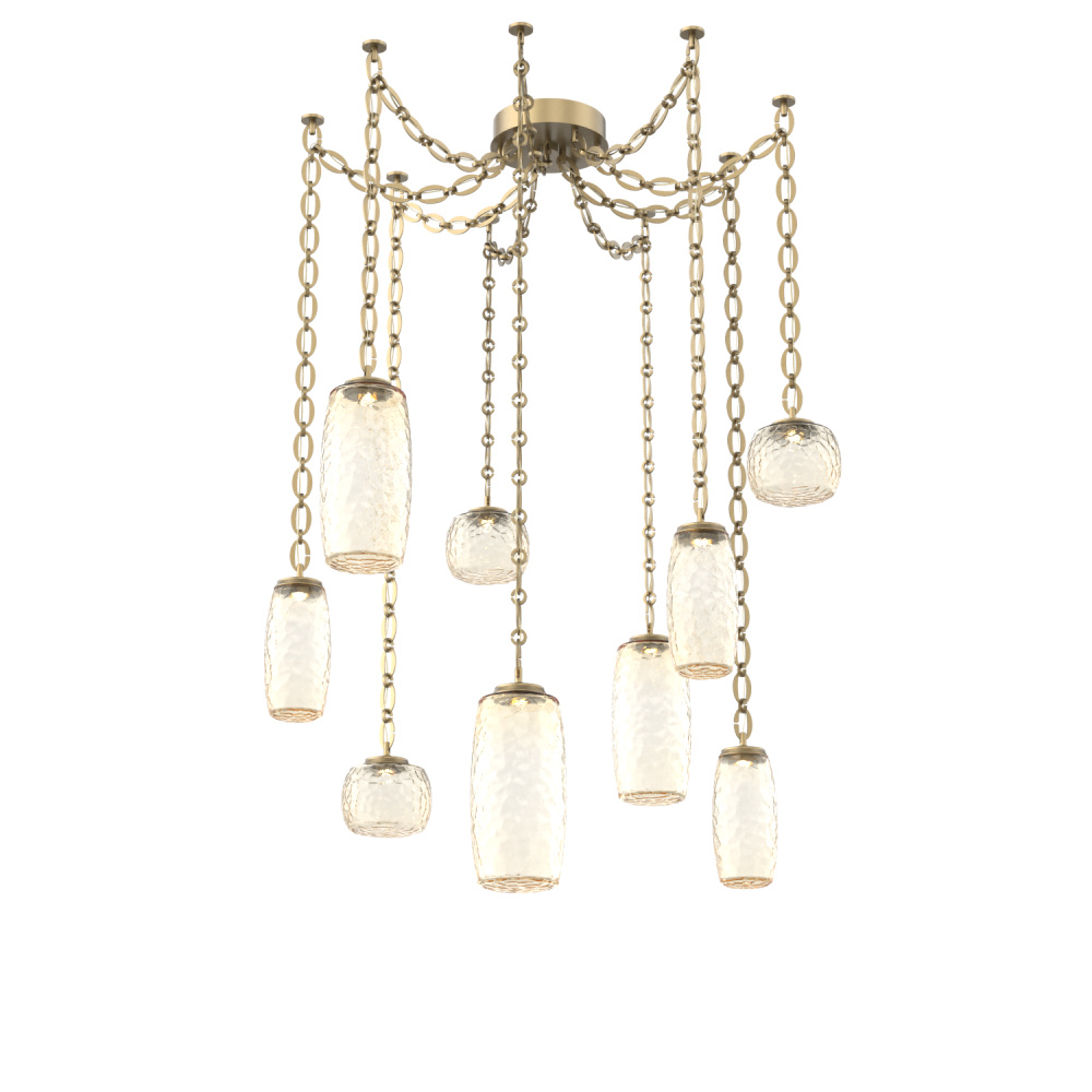 Vessel Multi Light Pendant Gilded Brass