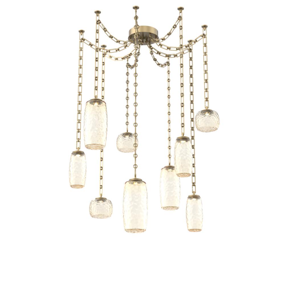 Vessel Multi Light Pendant Gilded Brass