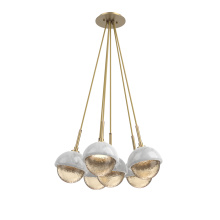 Hammerton CHB0093-0F-NB-A-C01-L3-WM - Cabochon Multi Light Pendant Single Port Canopy Novel Brass