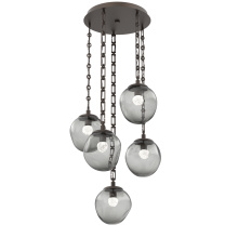 Hammerton CNB0066-05-FB-FS-CH3-L3 - Aster Round 5pc Multi-Pendant with Chain (LED)