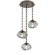 Hammerton CNB0068-03-FB-GS-CH3-L3 - Nova Round 3pc Multi-Pendant with Chain (LED)