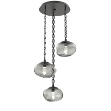 Hammerton CNB0068-03-MB-GS-CH2-L3 - Nova Round 3pc Multi-Pendant with Chain (LED)