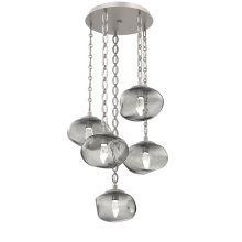 Hammerton CNB0068-05-BS-GS-CH2-L3 - Nova Round 5pc Multi-Pendant with Chain (LED)