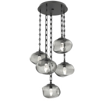 Hammerton CNB0068-05-MB-GS-CH3-L3 - Nova Round 5pc Multi-Pendant with Chain (LED)