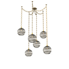 Hammerton SNB0047-06-GB-OS-CH1-E2 - Terra Multi Light Pendant Multi Port Canopy Gilded Brass