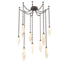 Hammerton SNB0050-09-FB-CA-CH1-L1 - Rock Crystal Multi Light Pendant Multi Port Canopy Flat Bronze