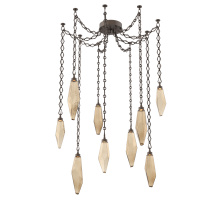 Hammerton SNB0050-09-FB-CB-CH1-L3 - Rock Crystal Multi Light Pendant Multi Port Canopy Flat Bronze