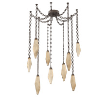 Hammerton SNB0050-09-FB-CB-CH2-L3 - Rock Crystal Multi Light Pendant Multi Port Canopy Flat Bronze