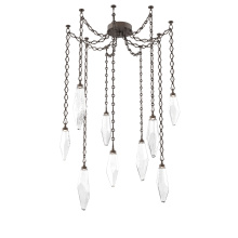 Hammerton SNB0050-09-FB-CC-CH1-L1 - Rock Crystal Multi Light Pendant Multi Port Canopy Flat Bronze