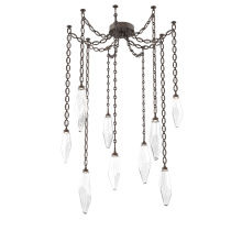 Hammerton SNB0050-09-FB-CC-CH2-L1 - Rock Crystal Multi Light Pendant Multi Port Canopy Flat Bronze