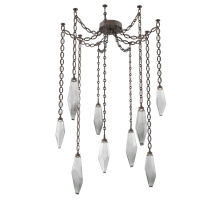 Hammerton SNB0050-09-FB-CS-CH2-L3 - Rock Crystal Multi Light Pendant Multi Port Canopy Flat Bronze