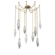 Hammerton SNB0050-09-GB-CS-CH1-L3 - Rock Crystal Multi Light Pendant Multi Port Canopy Gilded Brass