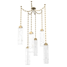 Hammerton SNB0056-06-GB-LC-CH3-L1 - Ledgestone Multi Light Pendant Multi Port Canopy Gilded Brass