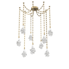 Hammerton SNB0059-09-GB-BC-CH3-L3 - Blossom Multi Light Pendant Multi Port Canopy Gilded Brass