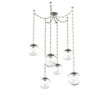 Hammerton SNB0062-06-BS-C-CH1-E2 - Aster Bulb Multi Light Pendant Multi Port Canopy Beige Silver