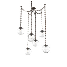 Hammerton SNB0062-06-FB-C-CH1-E2 - Aster Bulb Multi Light Pendant Multi Port Canopy Flat Bronze