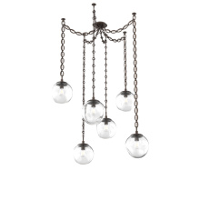 Hammerton SNB0062-06-FB-C-CH2-E2 - Aster Bulb Multi Light Pendant Multi Port Canopy Flat Bronze