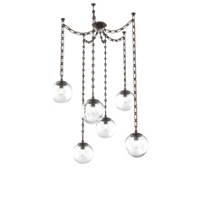Hammerton SNB0062-06-FB-C-CH3-E2 - Aster Bulb Multi Light Pendant Multi Port Canopy Flat Bronze