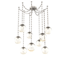 Hammerton SNB0062-09-BS-A-CH3-E2 - Aster Bulb Multi Light Pendant Multi Port Canopy Beige Silver