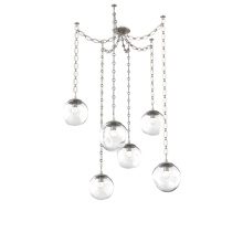 Hammerton SNB0066-06-BS-FC-CH2-L1 - Aster LED Multi Light Pendant Multi Port Canopy Beige Silver