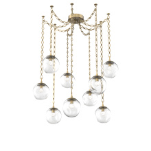 Hammerton SNB0066-09-GB-FC-CH1-L1 - Aster LED Multi Light Pendant Multi Port Canopy Gilded Brass