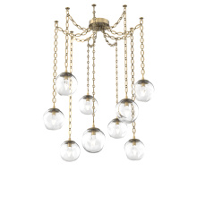 Hammerton SNB0066-09-GB-GC-CH2-L3 - Aster LED Multi Light Pendant Multi Port Canopy Gilded Brass