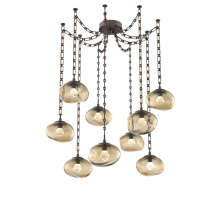 Hammerton SNB0068-09-FB-ZB-CH3-L1 - Nova LED Multi Light Pendant Flat Bronze
