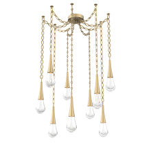 Hammerton SNB0078-09-GB-C-CH2-L1 - Raindrop Multi Light Pendant Gilded Brass