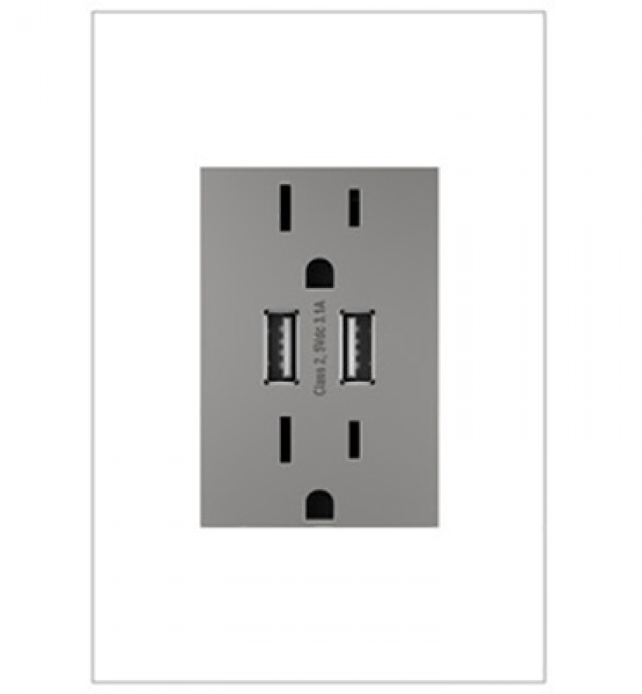 adorne Dual-USB Outlet , Magnesium