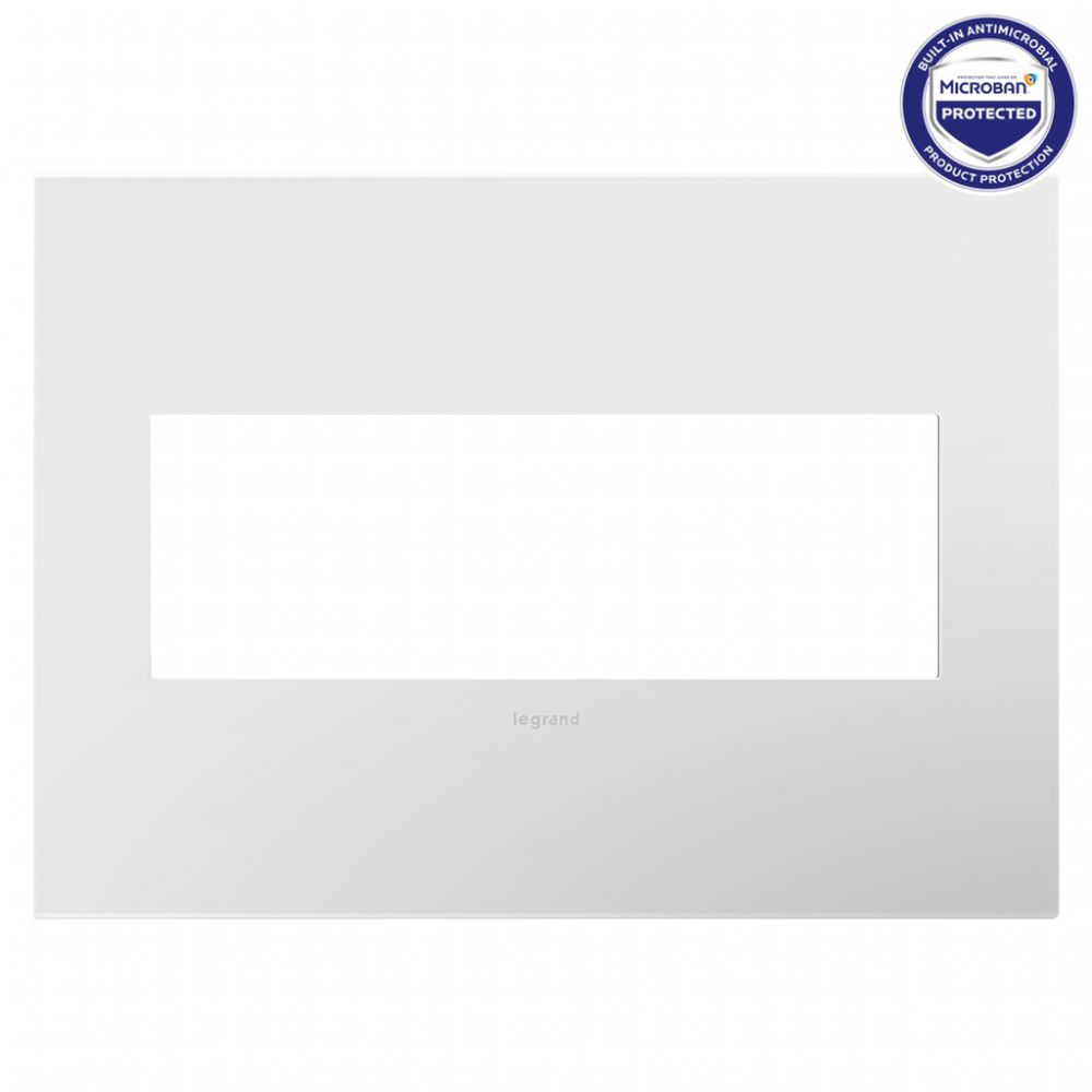 adorne Gloss White-on-White Three-Gang Screwless Wall Plate with Microban