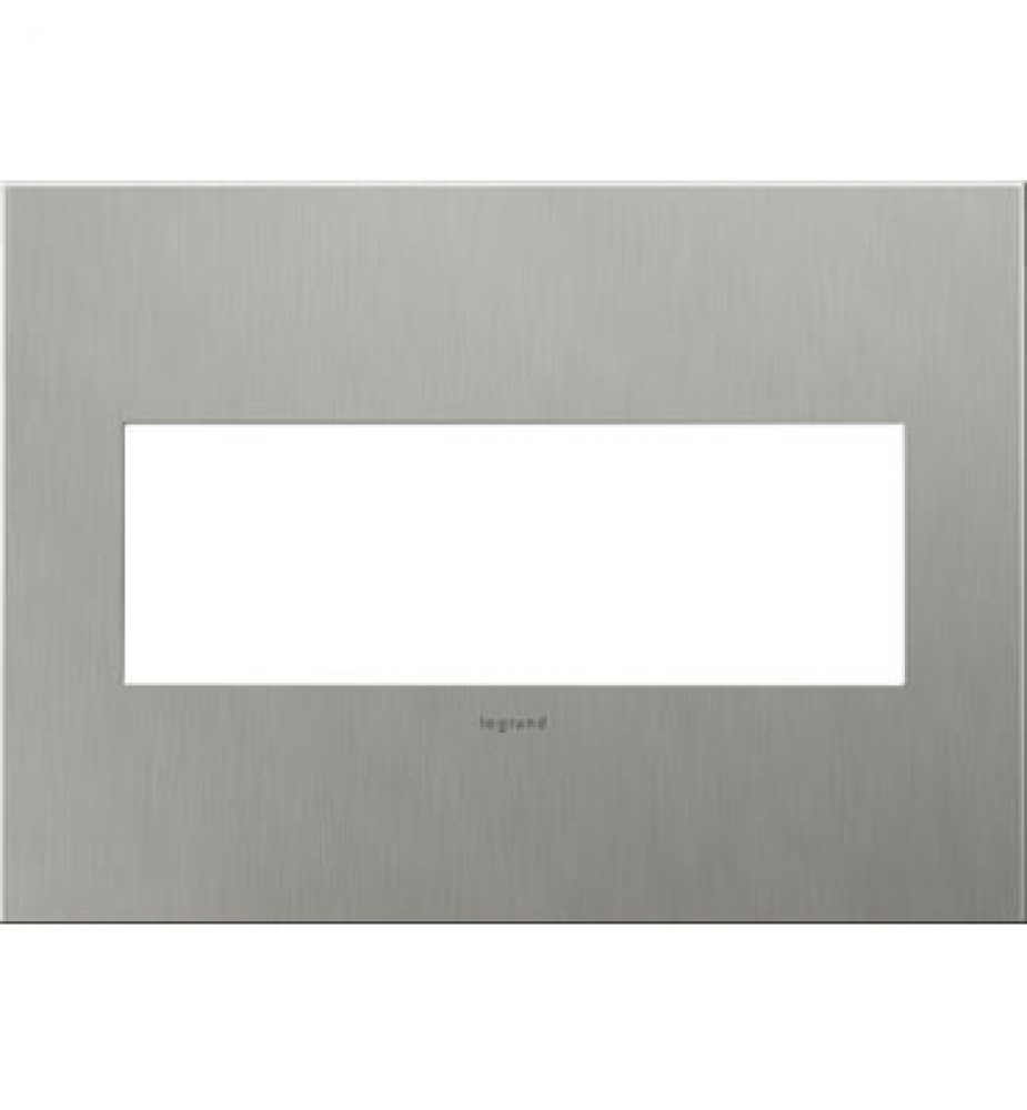 adorne Brushed Stainless Steel Three-Gang Screwless Wall Plate