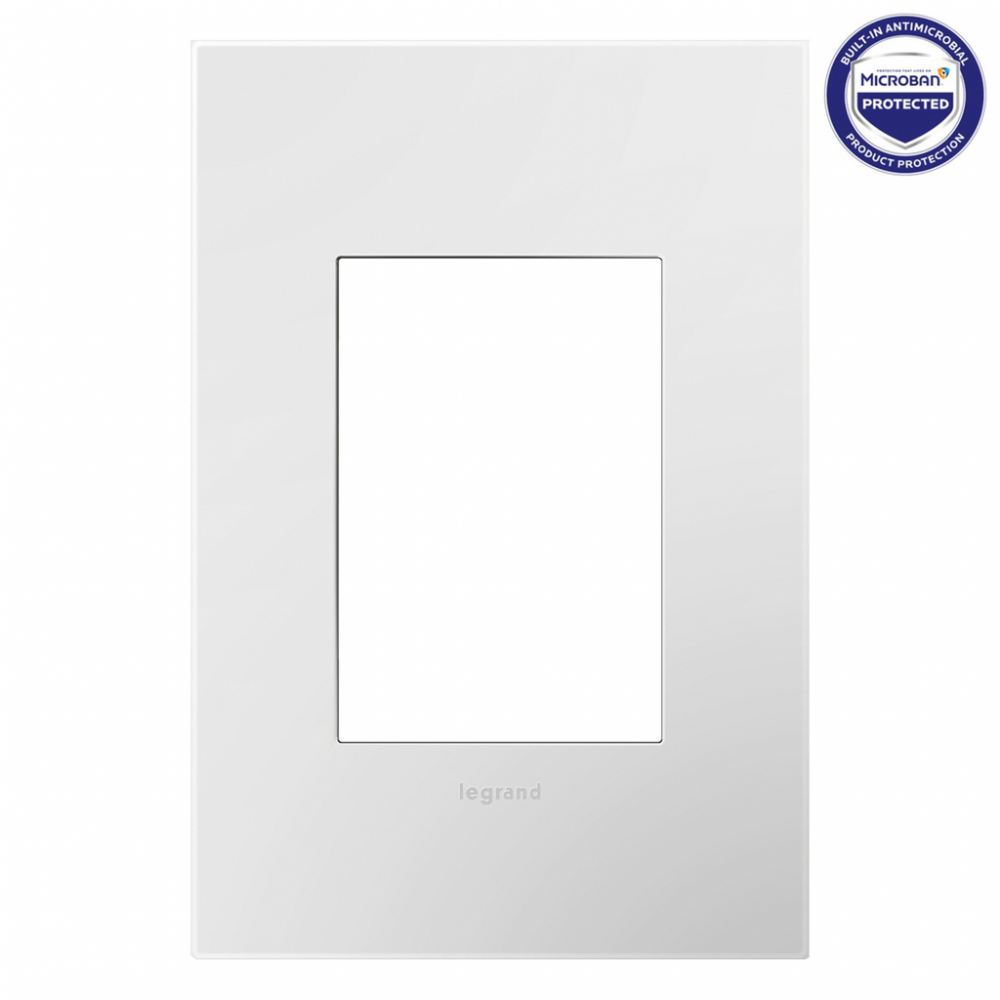 adorne Gloss White-on-White One-Gang-Plus Screwless Wall Plate with Microban
