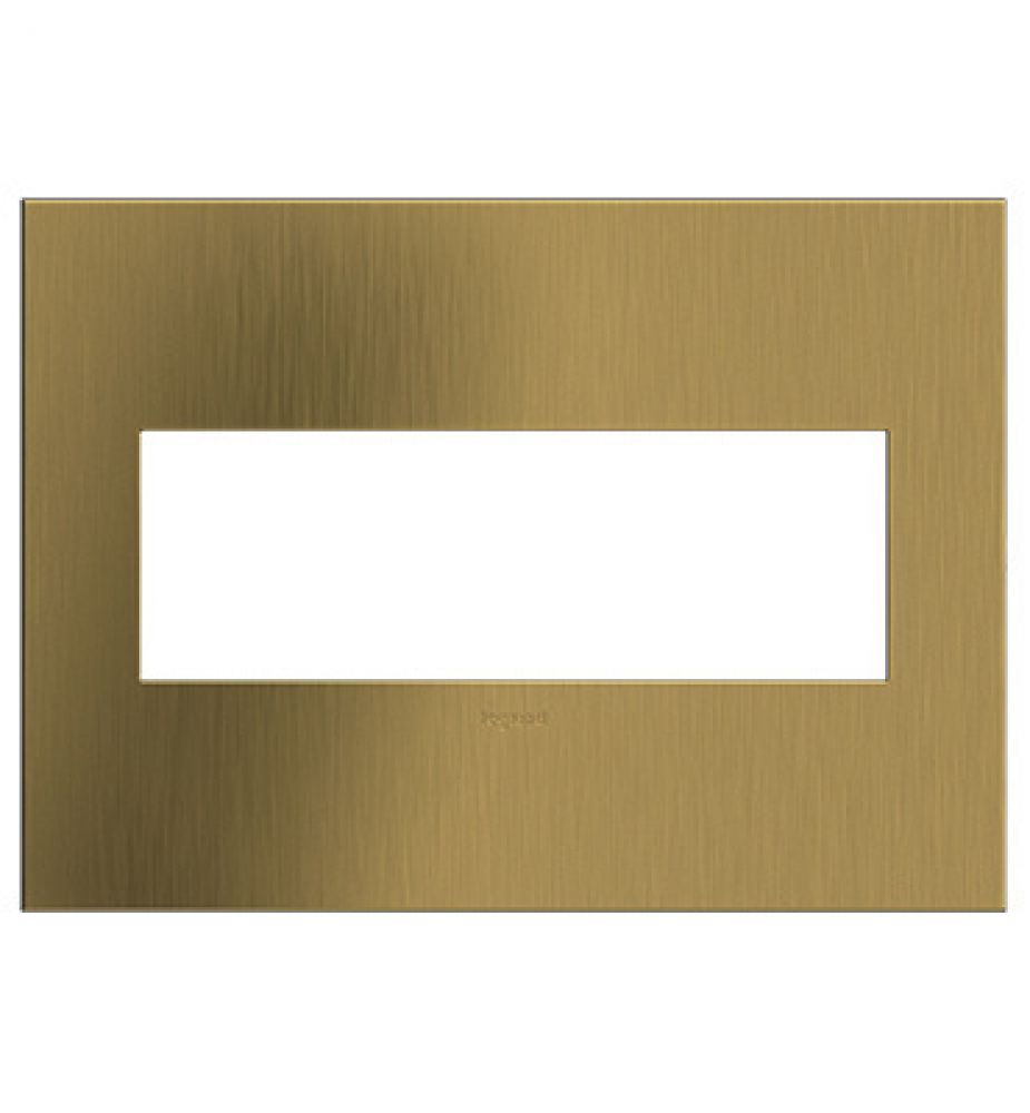 adorne Brushed Satin Brass Three-Gang Screwless Wall Plate