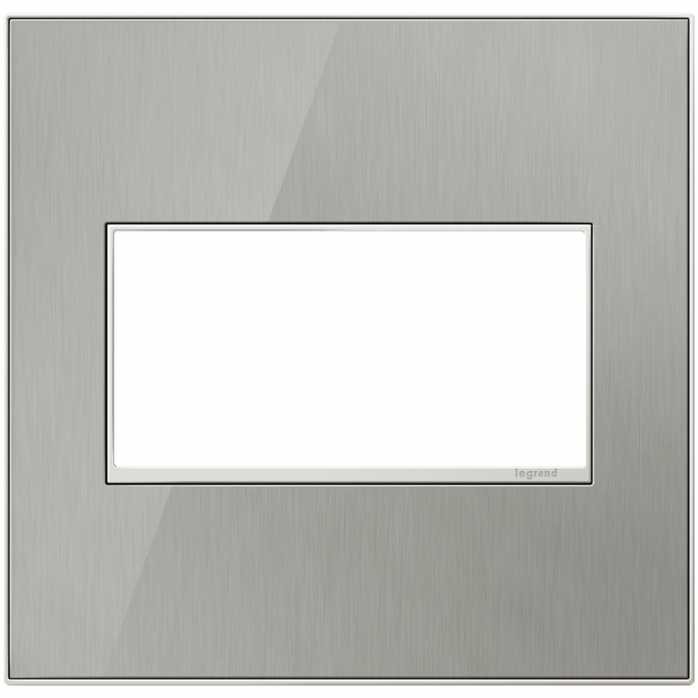 adorne Brushed Stainless Two-Gang Screwless Wall Plate