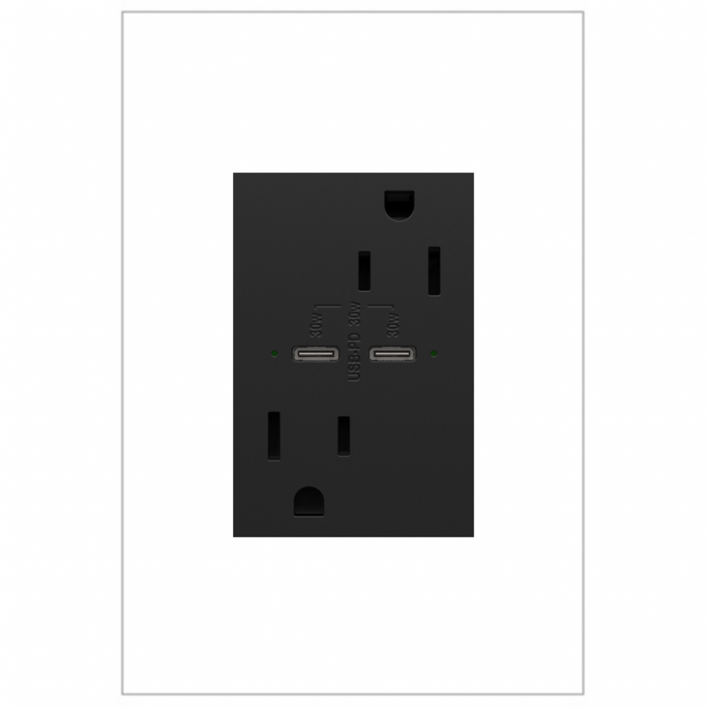 adorne 15A Tamper-Resistant Ultra-Fast Plus Power Delivery USB Type-C/C Outlet, Plus-Size