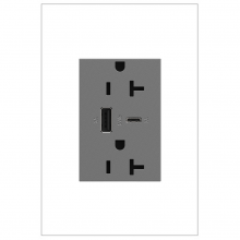 Legrand ARTRUSB206ACM4 - adorne 20A Tamper-Resistant Ultra-Fast USB Type-A/C Outlet, Magnesium