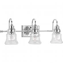 Progress P300139-015 - Litchfield Collection Three-Light Polished Chrome Clear Glass Coastal Bath Vanity Light