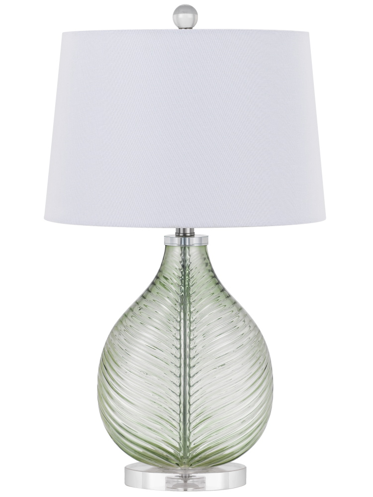 150W 3 way Coral glass table lamp with hardback fabric shade