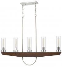 CAL Lighting FX-3756-5 - 60W X 5 Ercolano Pine Wood/Metal Island Chandelier with Clear Glass Shade