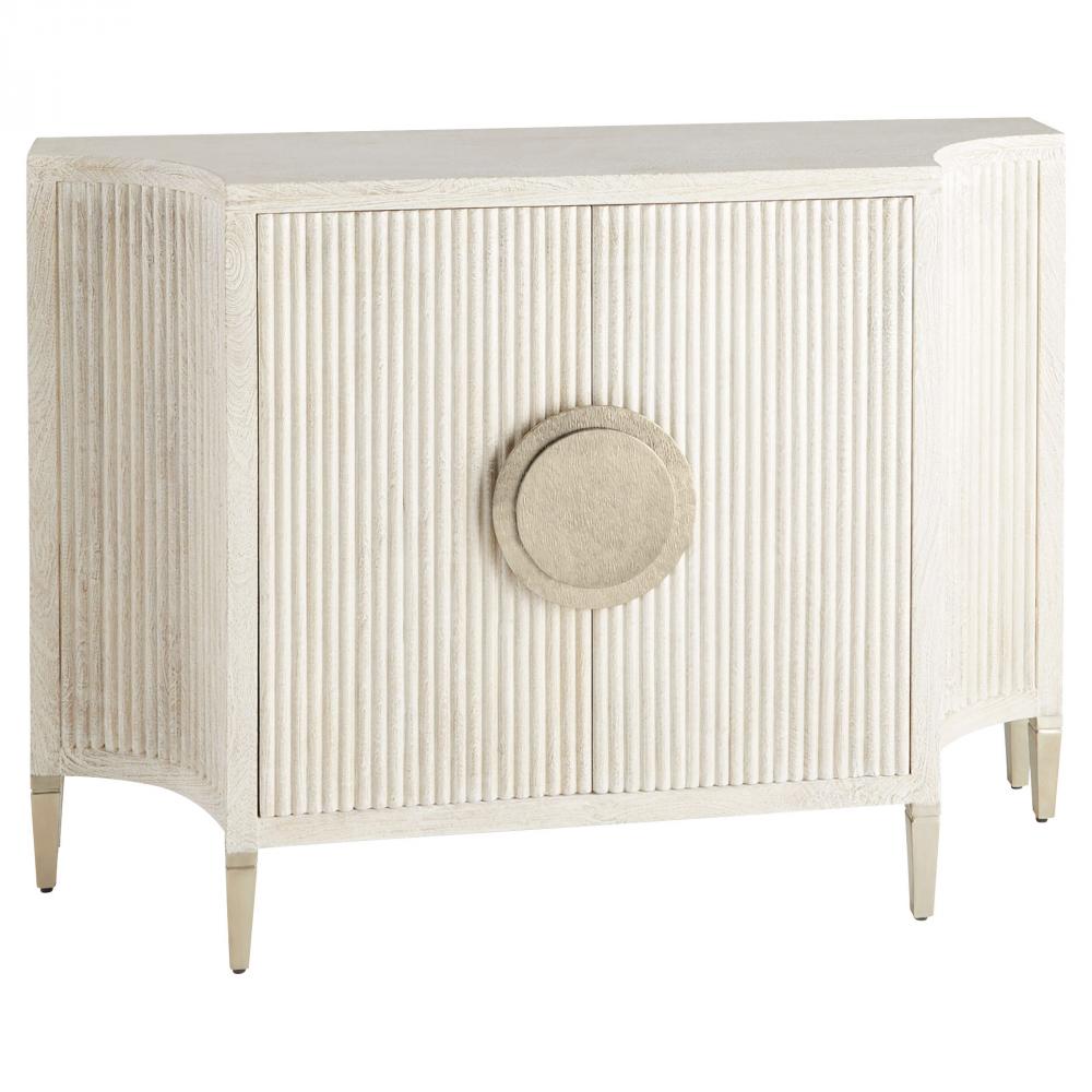 Estriada Two-Door Cabinet | Cerused Mango Wood | White Metal
