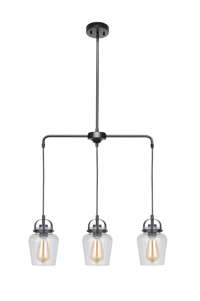 Trystan 3 Light Pendant in Flat Black