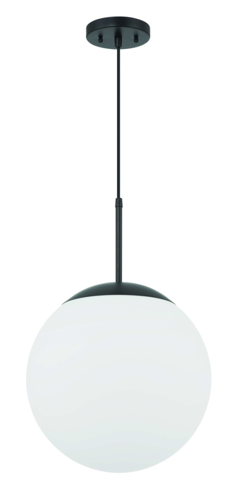 Gaze 12" 1 Light Pendant in Flat Black, White Glass