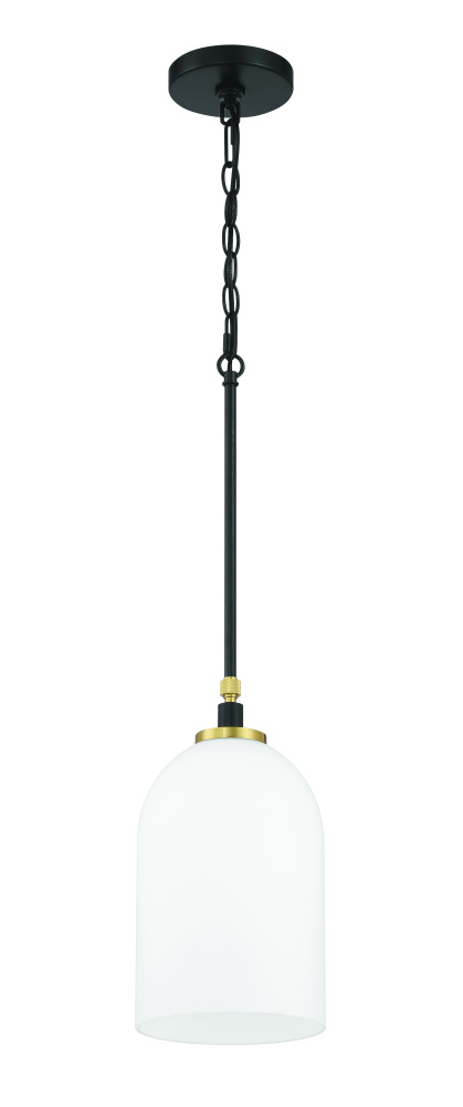 Council 1 Light Pendant in Flat Black/Satin Brass