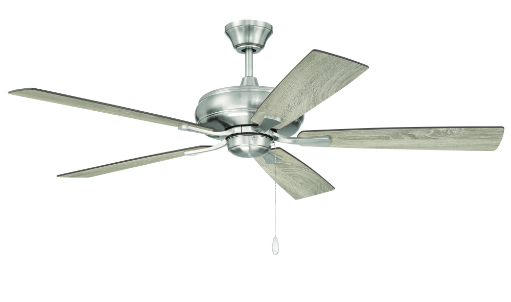 Eos 52" 5-Blade Ceiling Fan in Brushed Polished Nickel w/ Driftwood/Walnut Blades