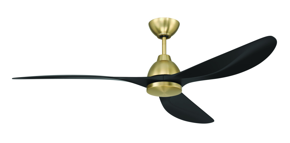 Frazier 52" 3-Blade Ceiling Fan in Satin Brass w/ Flat Black Blades; Light Kit Sold Separately