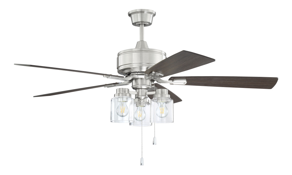 Kate 52" 5-Blade Ceiling Fan in Brushed Polished Nickel w/ Driftwood/Grey Walnut Blades